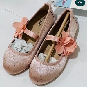 Toddler Girls 9T Soft Pink Ballet Flats Slip on w/ flower